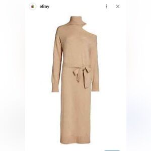 Long Sleeve Belted Maxi Dress in Elegant Beige